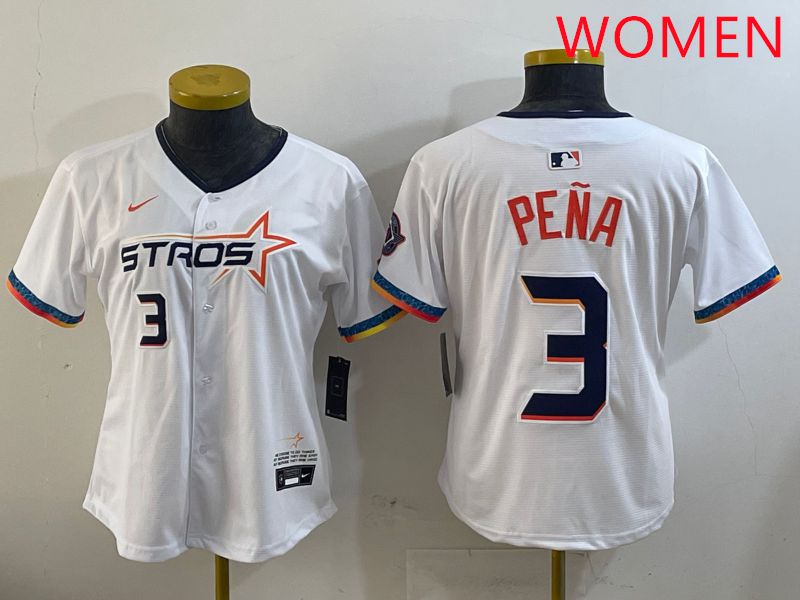 Women Houston Astros #3 Pena White Fourth generation Joint Name 2025 Nike MLB Jersey style 4